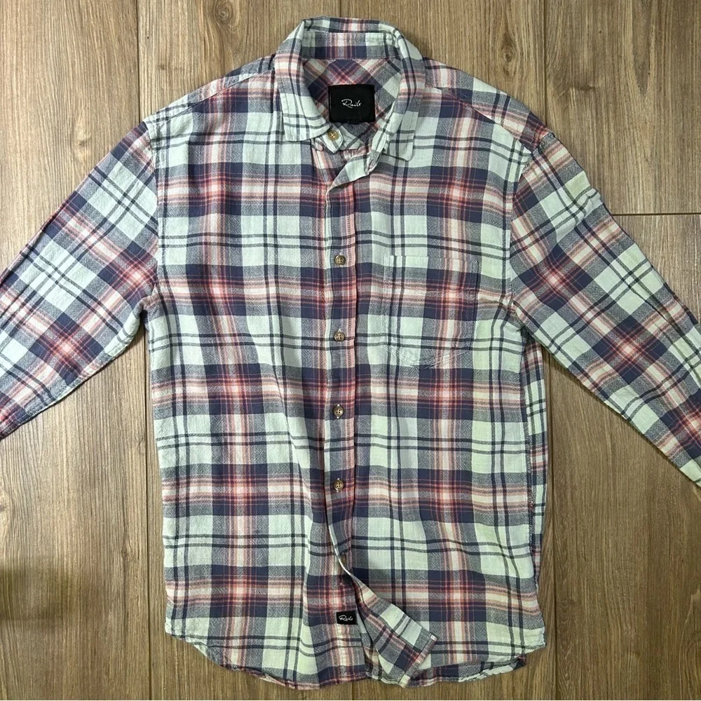 Rails | Lennox Light Flannel Shirt in Aqua Salmon (S) - Picture 6 of 16